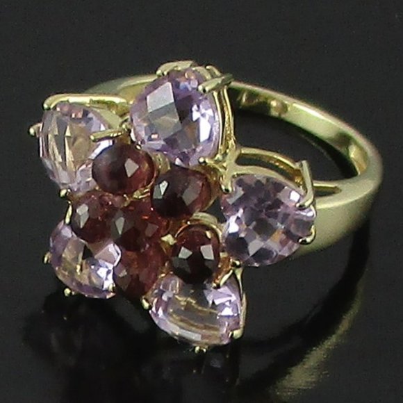 10K Lilac Quartz & Rhodolite 6.04ct Ring - Picture 3 of 11